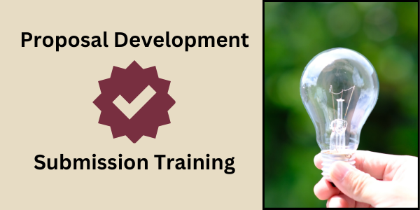 Proposal Development Submission Training  - Check mark and Light Bulb Graphic