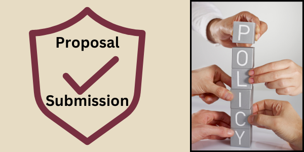 Proposal Submission Policy - Graphic with Building blocks spelling the word policy
