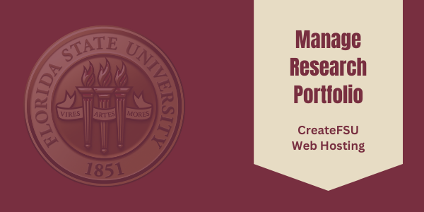 FSU Seal on left - gold banner with Manage Research Participants CreateFSU Web Hosting